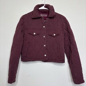 M1 BlankNYC Maroon Quilted Cropped‎ Jacket Women XS
